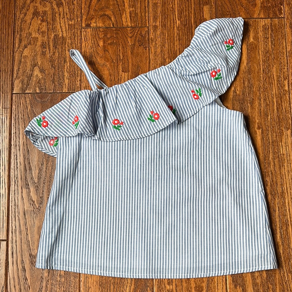NWT Janie and Jack one shoulder ruffle shirt- size 6